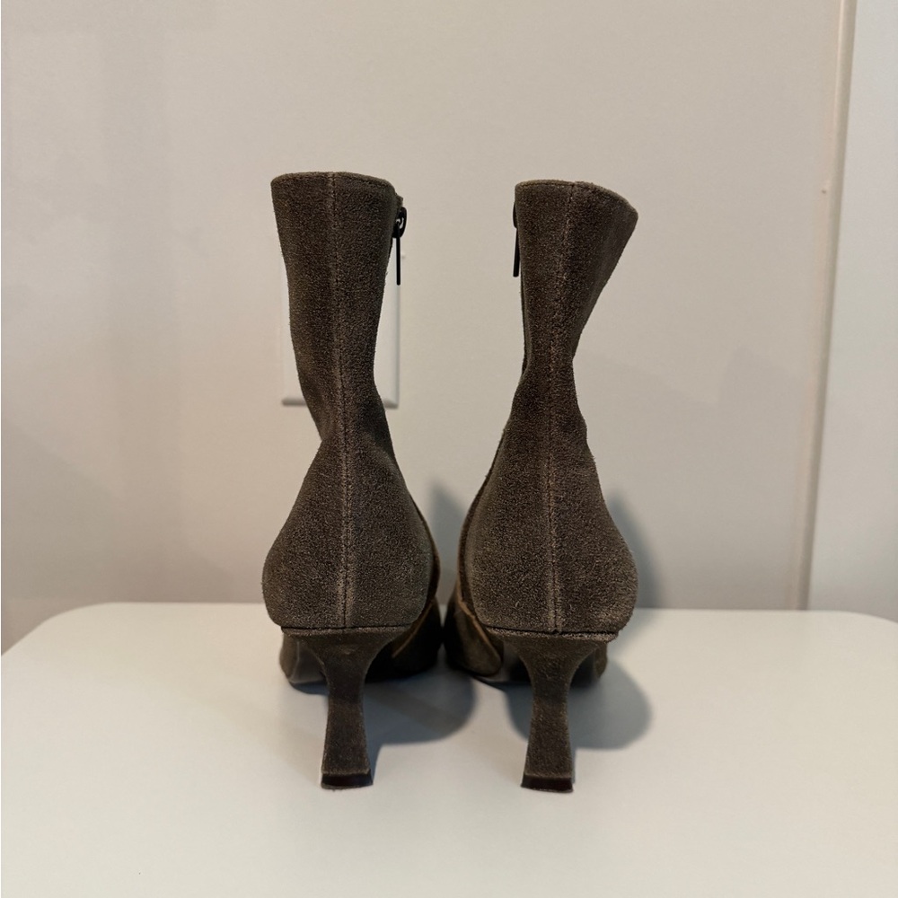 Zara Women's Brown Suede Pointed-Toe Ankle Boots - Picture 4 of 5